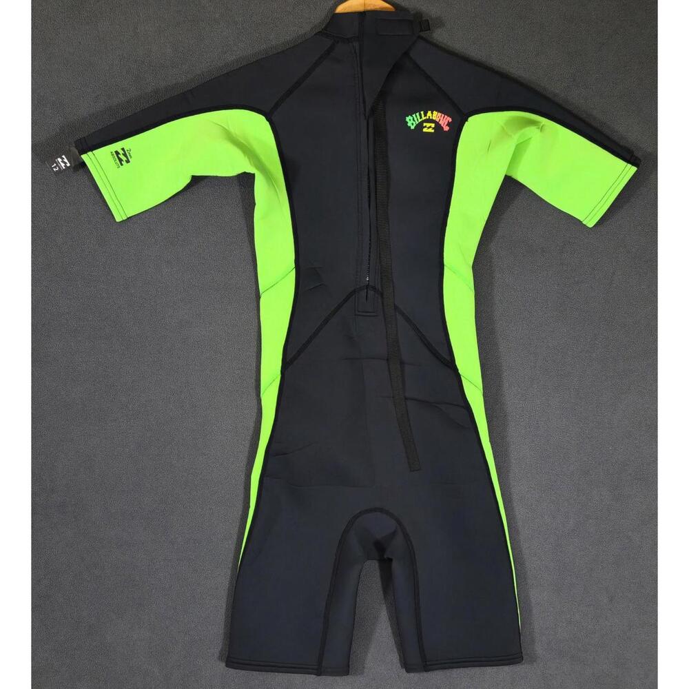 Billabong Youth Absolute 2mm Shorty Wetsuit Size 12 Black Neon Green Surf Swim